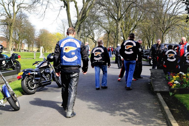 image for article on Australian anti bikie laws a group of bikers walking away